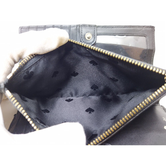 Kate Spade New York Black Pebbled Leather Credit Card ID Window Bifold Wallet - Picture 12 of 12